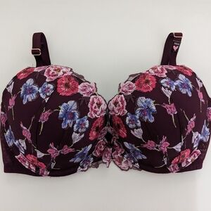 NWT! Victoria's Secret Dream Angels Push Up Bra Burgundy Floral Lace Size 34DD